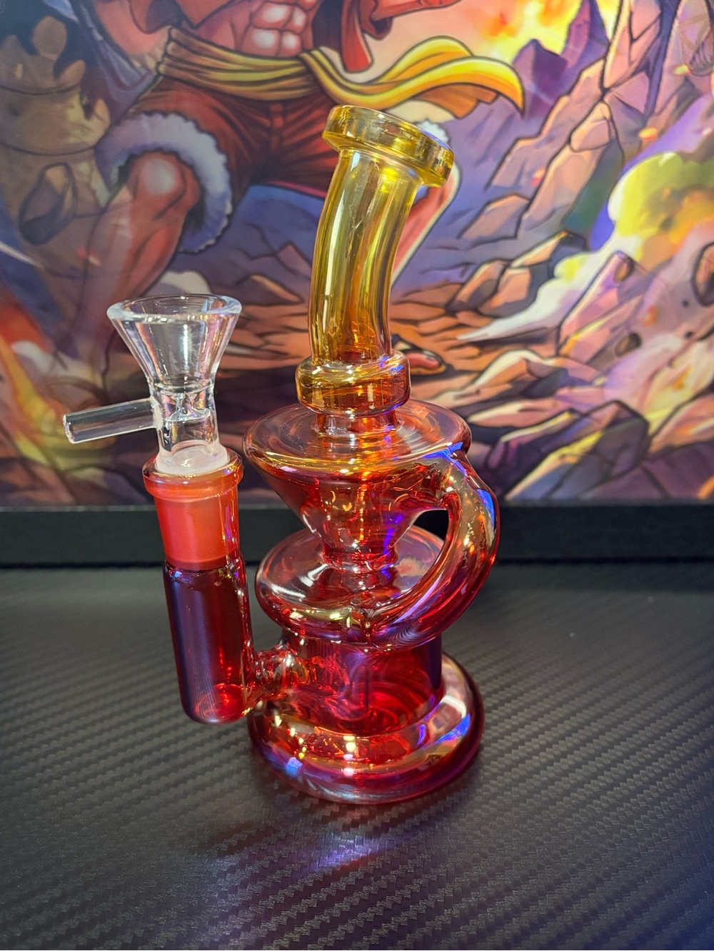 Red-Orange Glass Recycler- Home Art